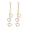 Dangle Earrings Elegant Heart-to-Heart Tassel Korean Fashion Jewelry For Woman Girls Accessories Wholesale