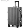 Resväskor resväska aluminium ram trunk vattentät man väska kan sitta kabin resväskor kvinnliga transporter rullande bagage lösenord vagn väska q240115