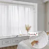 Rideau court auto-adhésif sans poinçon, draperies de fenêtre auto-adhésives pour chambre à coucher et salon, en lin à rayures verticales, Cortinas pour la maison, 240115