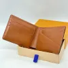 Luxury Man Wallet Card Coin Purses Designer Brown Flower Flera kvinnor Key Pouch Cardholder äkta läderplånböcker Holder Holder Holder