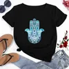 Hamasa Hand of Fatima Print Women's T-Shirts Lucky Hamsa Hand Harajuku Unisex T Shirts Summer Short Sleeve Black Top Tees Female