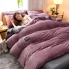 Housse de couette en velours épais de couleur unie, ensemble de literie chaud pour l'hiver, Double couette, Double, Queen, King, 220240 240115