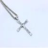 Whole-Fast and Furious Cross Necklaces&Pendants Movie Jewelry Classic Rhinestone Pendant Sliver Cross Necklaces Pendants For M185V