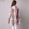 Women's Jackets Casual Korean Female Midi Turn-down Collar Plaid Shirt 2023 Fashion Spring Autumn Young Style Single-breasted Long Sleeve Blouse YQ240115