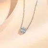 ATTAGEMS Collana in argento 925 con pendente taglio rotondo 1.0ct D colore bianco test diamante passaggio per donna collana elegante 240115