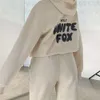 レディースホワイトフォックス女性トラックスーツ女性春秋冬の新しいフーディーセットファッショナブルスポーティー長袖プルオーバーフード付き