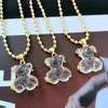 10 pçs na moda adorável transparente resina urso colares pingente para mulheres meninas grânulo corrente charme jóias presentes de festa 240115