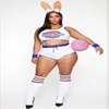 Space Lola Bunny Rabbit Cosplay Costume Jam Costumes Women Girls Halloween Party Clothes Tops Shorts Outfit Set Y0913280w