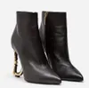 Zarif marka kadınlar keira ayak bileği botları siyah patent deri patik ile zincir cazibesi lollo yüksek topuklu lady eu35-43 ile kutu ile