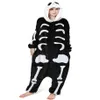 Adults' Human Skeleton Kigurumi for Halloween and Day of the Dead Women and Men Onesie Skull Costume286I