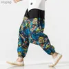 Pantaloni da uomo Pantaloni larghi da uomo in cotone e lino Shahruel hip-hop gambe larghe casual allentati retrò stile nepalese YQ240115