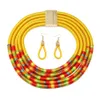 African Style Jewelry Sets Colorful Multi Layer Woven Chain Magnetism Button Bohemian Choker Collar Necklace Drop Earrings Set 240115