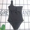 Costume da bagno estivo di un pezzo bikini firmato moda lettera bikini a vita alta di lusso costume da bagno da spiaggia in tinta unita