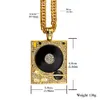 DJ fonógrafo grande pingente colar masculino jóias hiphop corrente ouro prata cor música hip hop rock rap colares dos homens jóias230c