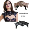 Women Warrior Armor Steampunk kostymtillbehör retro gotisk stil med bältet faux läder bucked axel rustning kvinnlig klubb3183