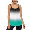 Tanques femininos Mulheres Treino Regatas Sem Mangas Soltas Fit Scoop Neck Spaghetti Strap Yoga Racerback Sports Print Blusa