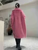 Maxmaras Coat Teddy Bear Dames Cashmere Coats Wol Winter 2024 Raspberry Pink Fur Deeltje Kamel Fleece Medium Len