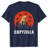 قمصان الرجال المضحكة Capybara Capyzilla Retro Tops Round Neck Rece Shirted Tshirt الملابس غير الرسمية القمصان الأساسية