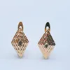 Dangle Earrings Women 585 Rose Gold Diamond Cut Carved Geometric Snap Closure Simple Cute Jewelry