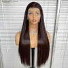 Synthetic Wigs YYsoo 99J Color Long Silky Straight Futura Hair 13x4 Synthetic Lace Front Wigs For Black Women Pre Plucked Hairline Glueless Wig Q240115