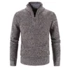 Hiver hommes polaire plus épais pull demi fermeture éclair col roulé chaud pull qualité mâle mince tricoté laine chandails pour le printemps 240115