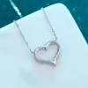 Smyoue 2CT Pass Tested Heart Necklace for Women S925 Silver Plated Platinum Simulated Diamonds Pendant Födelsedagspresent 240115