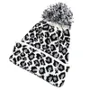 Bérets tricotés chapeau tricoté extensible chaud avec casquette de ski à revers Pom pour dames blanc