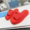 Nieuwe aankomst dames slippers Slippels Hoogwaardige lederen sandalen modemerk ontwerper schoenen Woman Beach Straw Flats Casual