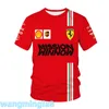 2024 Nouveau Designer F1racing T-shirtracing Casual Hoodless Loose Fit Ordinaire Rouge Dessin Animé Animation Jeunes Col T-shirt D'été