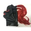 100% Pure Latex Kappen met Dubbele Filamenteuze Pruiken Rubber Fetish Maskers Handgemaakte Cosplay Party Wear221T