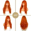 European American Green Orange Wig 26 Inch Water Ripple Long Curly Hair Daily Wear High Temperature Fiber Wig Full Head Cover240115
