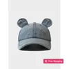 Diseñador Ball Caps Versión coreana de Instagram Linda gorra de béisbol de mezclilla con oreja de oso con letras femeninas bordadas Pantalla de alta calidad Cara Patito Sombrero de lengua Moda