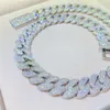 350G Bussdown 18Mm 3Rows Solid Sterling Sier VVS Moissanite Miami Cuban Link Chain