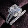 Conjunto de anillos de boda de Plata de Ley 925, anillo de banda 3 en 1 para mujer, joyería de moda nupcial de compromiso, dedo moonso R46272276