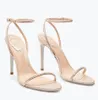 Elegante Rene Caovilla Ellabrita Sandálias Sapatos Cristal Strappy Mulheres Festa Vestido De Casamento De Salto Alto Senhora Gladiador Sandalias EU35-43 Caixa Original