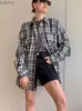 Women's Jackets Mnealways18 Patchwork Black And White Plaid Shirts Women Pocket Gingham Blouse Casual Loose Long Sleeve Print Tops Spring Shirts YQ240115