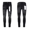 Mens jeans straat mode mode mannen hoogwaardige retro zwart grijs stretch skinny fit gescheurde geschilderde ontwerper hiphop merk broek