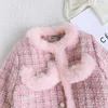 Çocuk 2pcs tweed kıyafetleri kız moda bahar kış çocukları 1-10ys zarif tatlı kıyafet 240113 için takım elbise
