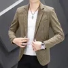 High Quality Suit Men Fashion Coat Canary Korean Version Casual Slim Handsome Single West Smart Casual Polyester Four Seasons 240115