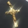 Hip Hop 18K Gold gefüllt Kreuz Anhänger Halskette religiöse Iced Out Titan Stahl Krucfix Halskette Jewerly für Männer Frauen 329b