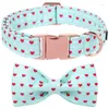 Hundhalsar unik stil tassar blå hjärta krage valentins dag med bowtie söt valp halsband för små medelstora stora