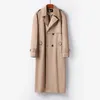 Trench coat masculino duplo breasted longo blusão estilo britânico duas camadas lapela casual à prova de vento primavera outono S-6XL