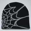 Bead Caps Berets Goth Spider Web Jacquard Beanie Y2k Unisex Elastic Warm Hip Hop Knitted Hat Skull Cap for Women Men