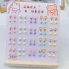 New Little Girl Children's Acrylic Resin Cartoon Animal Decoration Round Ball Ear Clip Adorable Board Earrings