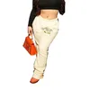 Stylowe listu List do drukowania elastycznych spodni w talii 2024 Spring Women High talia swobodne luźne spodnie uliczne hip hopowe spodnie
