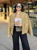 HH TRAF Autumn Sequins Golden Loose Jacket for Women Sparkle Long Sleeve Casual Bomber with Pockets Female Fashion Coats 240115