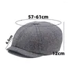 Berets chapéu masculino chapéu liso clássico tweed listra boina espinha de peixe sboy pintor chapéus inverno engrossar para frente