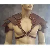 Hombres de la Edad Media Accesorio medieval Traje de caballero vikingo Armadura de hombro Vintage Gótico Pirata Guerrero Cosplay Arnés Hombreras Y0245q