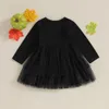 Girl Dresses Toddler Baby Long Sleeved A-line Dress Halloween Witch Solid Tulle Mesh Infant Princess Boutique Clothing