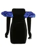 Casual Kleider Frauen Hepburn Stil Kleid Elegante Puff Sleeve Samt Bodycon Tube Top Ausgehen Party